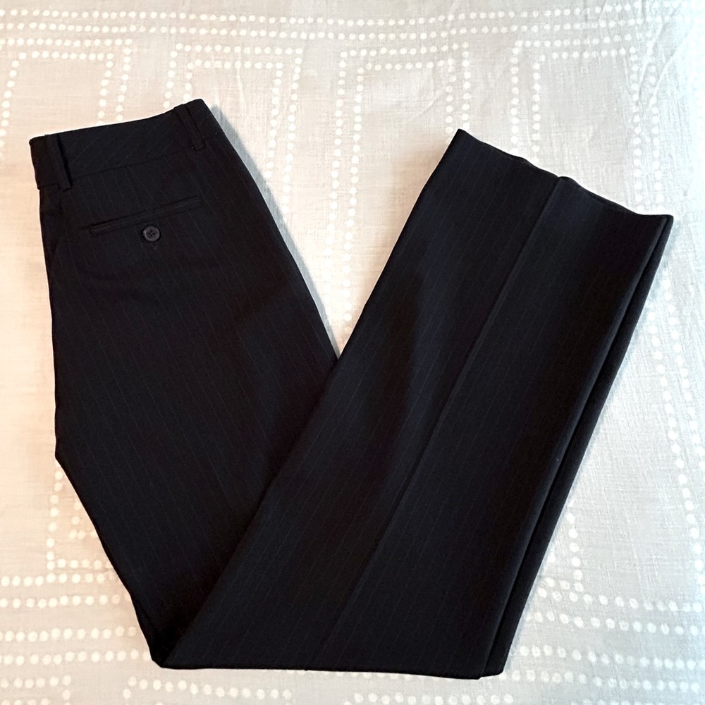 Anne Klein Platinum Navy Pinstripe Wool Dress Pants Straight Leg - Sz 4